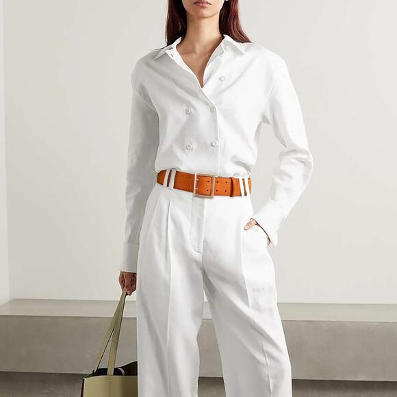 Women's Leather Wide Belts Fashion Thick Brown Suede With Gold Buckle Belt - Picture 7 of 7